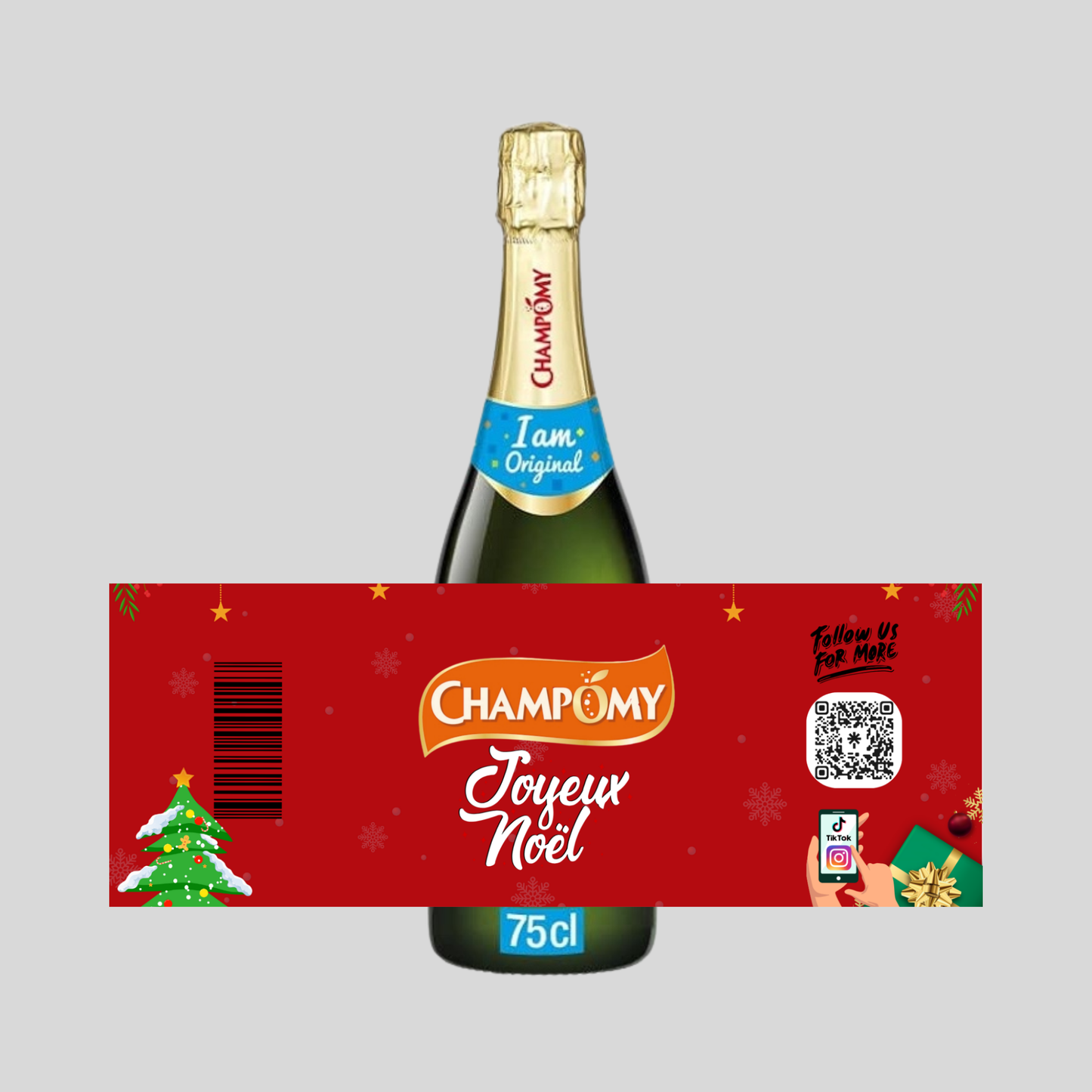 Étiquettes CHAMPOMY (Joyeux Noël Rouge et Blanc)