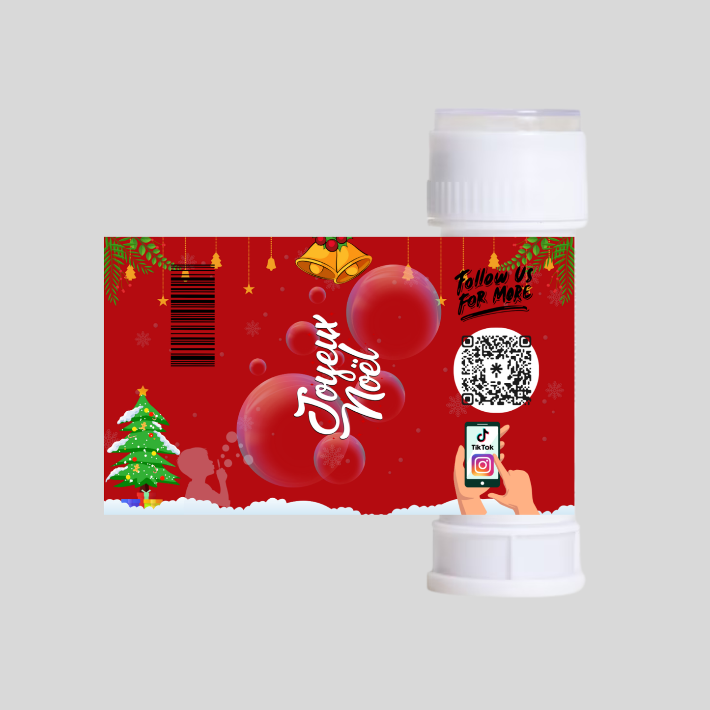 Tube à Bulles (Joyeux Noël Rouge et Blanc)