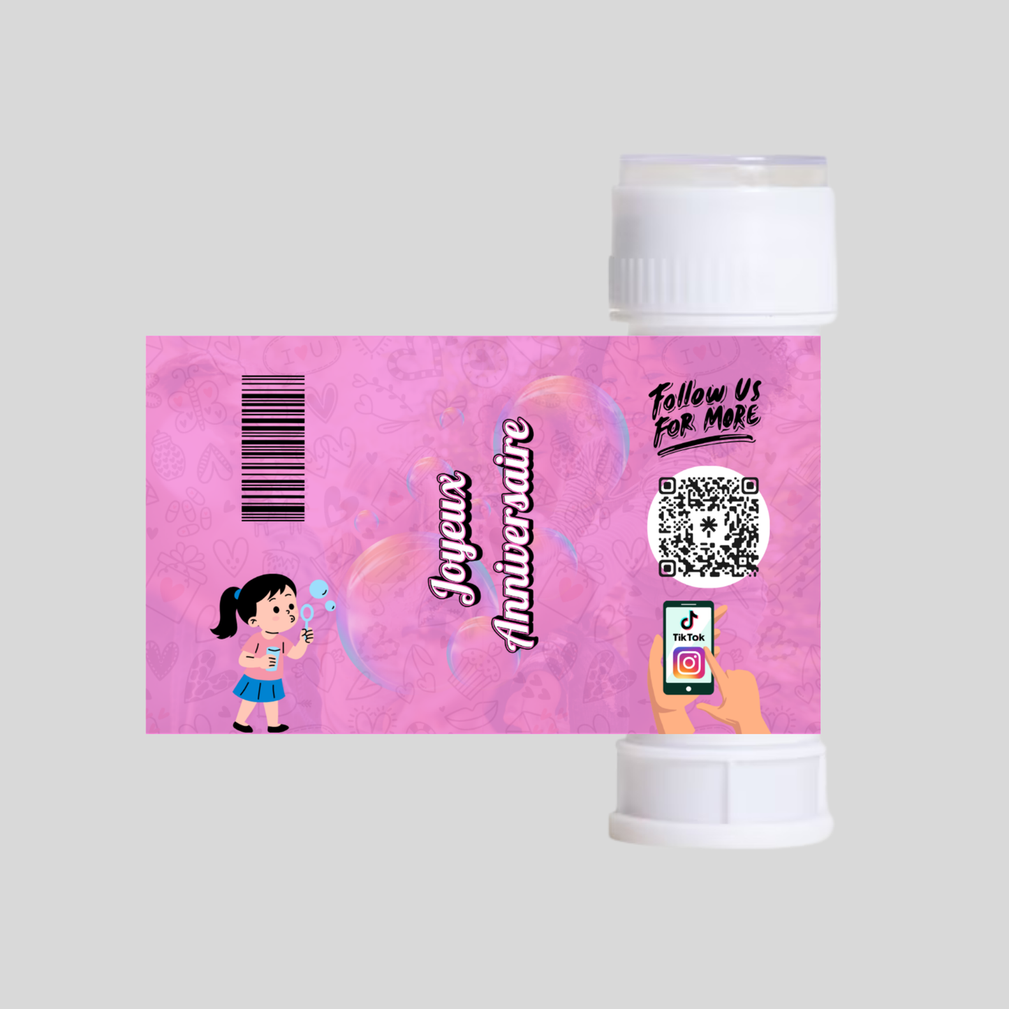 Tube à Bulles (Anniversaire Enfants Rose)