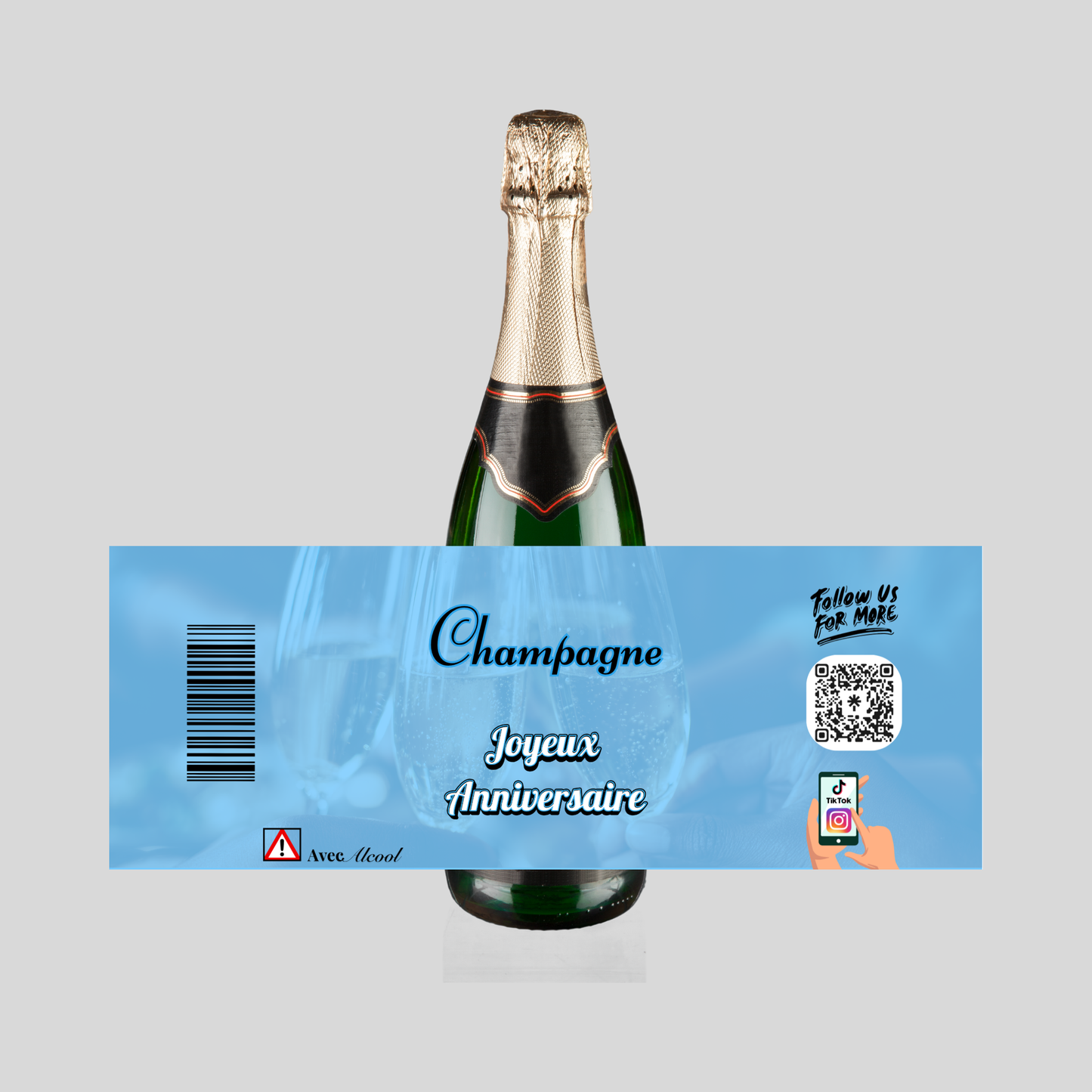 Étiquette Champagne Bleu