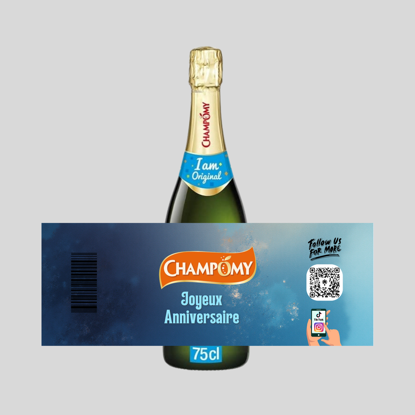 Étiquettes CHAMPOMY (Anniversaire Texture Bleu)