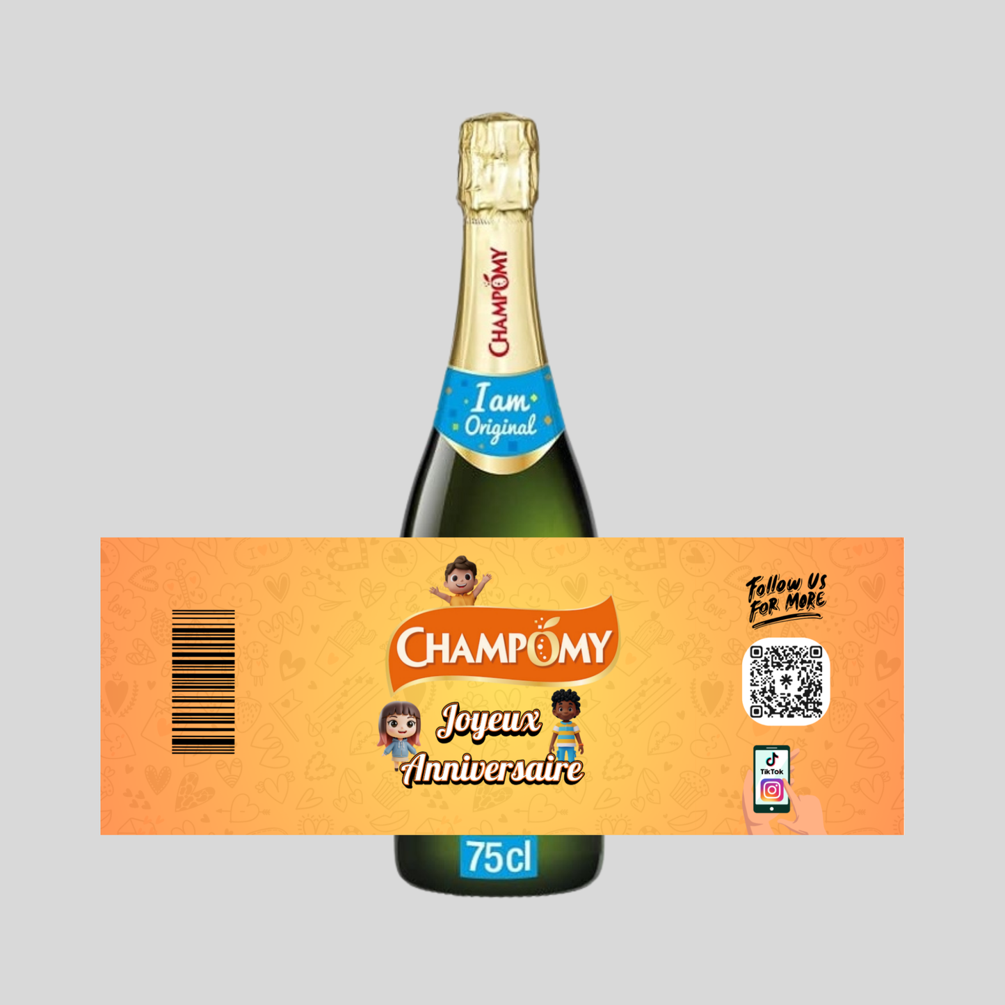 Étiquettes CHAMPOMY (Anniversaire Enfants Orange)