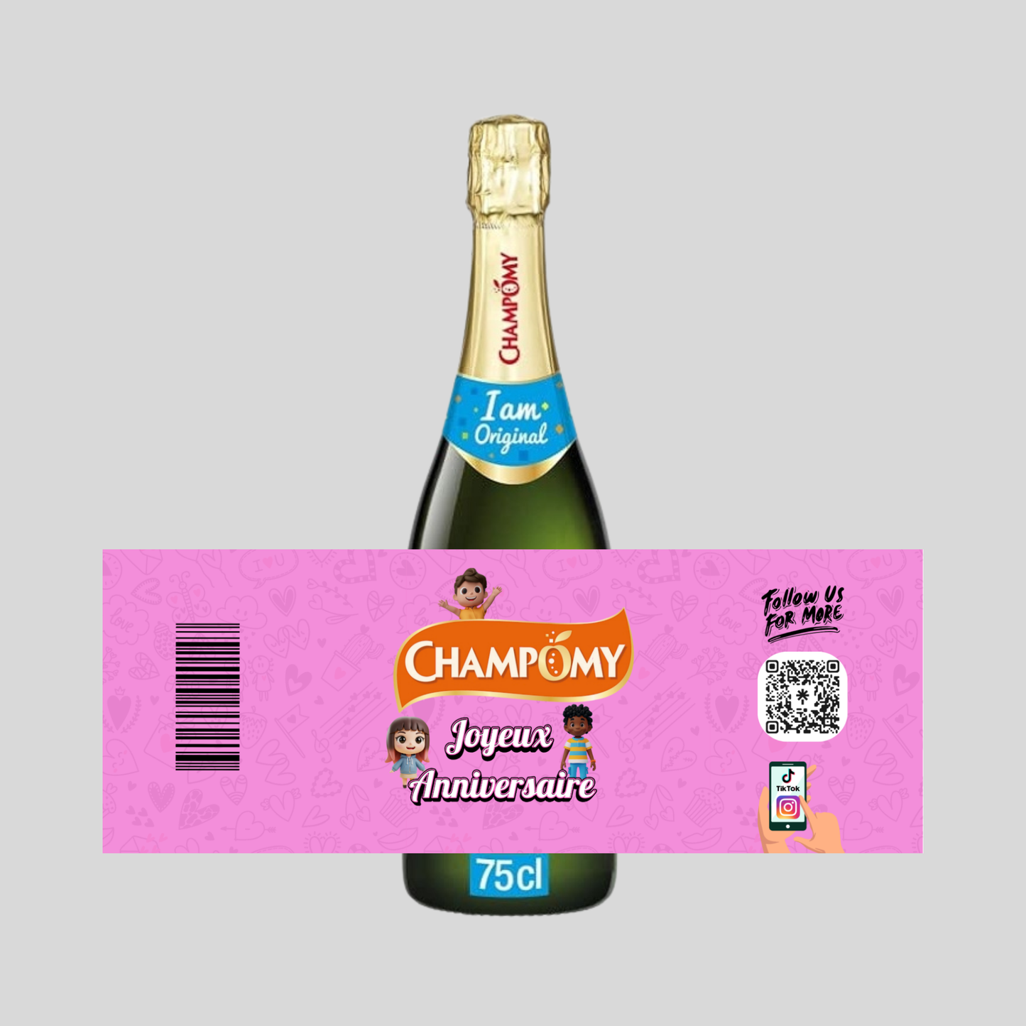 Étiquettes CHAMPOMY (Anniversaire Enfants Rose)