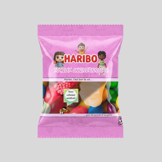Bonbon HARIBO (Anniversaire Enfants Rose) 30g