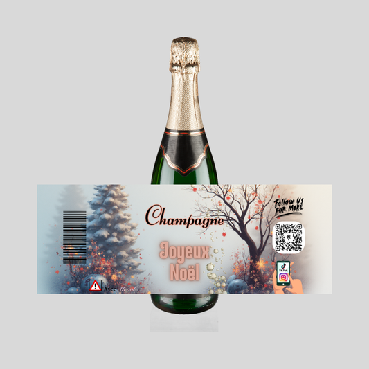 Étiquette Champagne Joyeux Noël Blanc